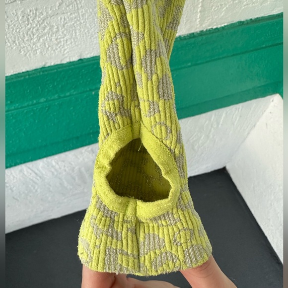 Free People Movement Leopard Top Long Sleeve Layering Lime XS - Picture 10 of 13